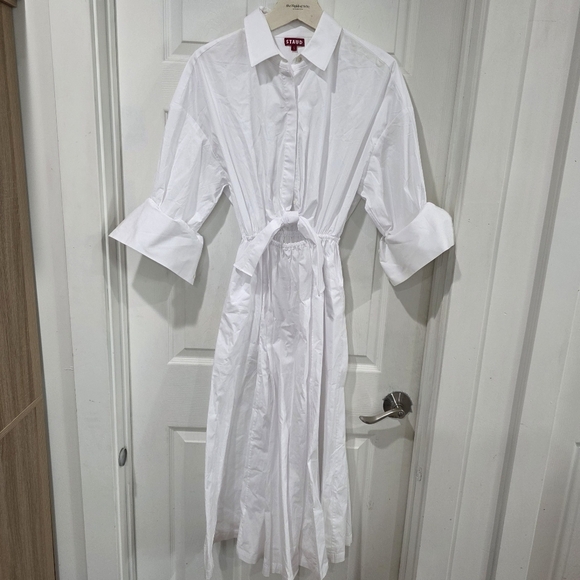 New STAUD Lisa White Midi Dress - Picture 3 of 6